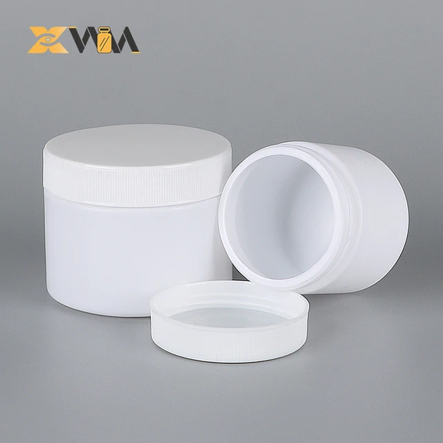 Customizable HDPE White Plastic Peanut Butter Jam Matcha Powder Jars 50ml 75ml 100ml Hand-Pulled Pads with Customizable Labels
