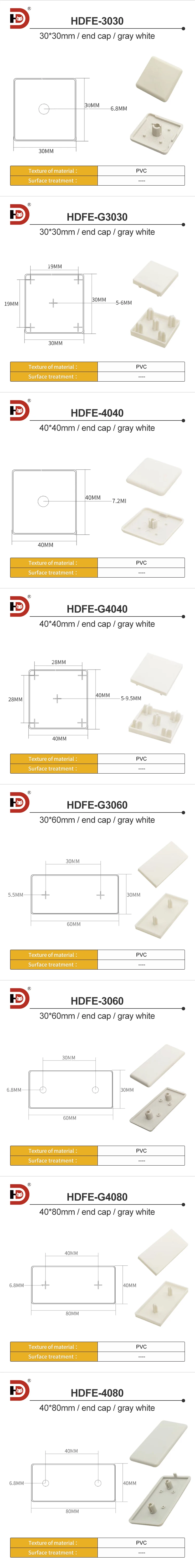 20/30/4080 Gray White End Cover/aluminum Profile Gray Cover Plate Plastic Plug Cover supplier