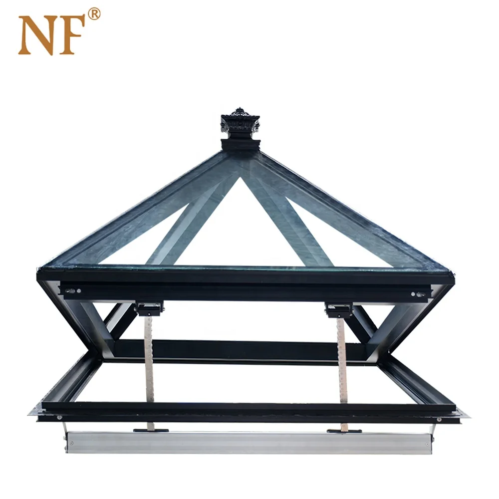 Modern Auto Skylighting Double Glazed House Windows Electric Motorized Skylight Aluminum Alloy Frame Swing Open Style Louver