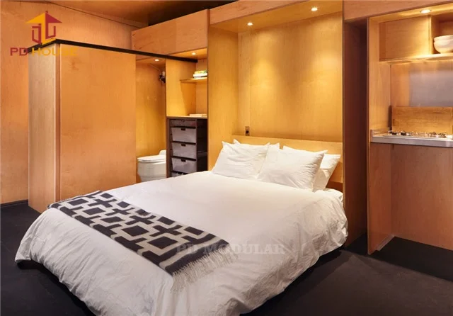 Slide Out Pop up Extensible Container Houses Shop Pre Set Portable Solar Tiny Homes Apple Pod for Glamping Living Accommodation