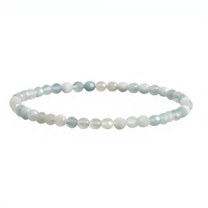Landorilo 4mm Stretch Bracelet Aquamarine Natural Stone Beads Yoga Lucky Bracelet Women Men Made China Includes Beads