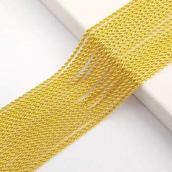 Real 18K Solid Gold Rope Chain 1.2 mm Pure Gold Jewelry Wholesale 18K Au750 Gold Chain Twist Dookie Chain Necklace Jewelry
