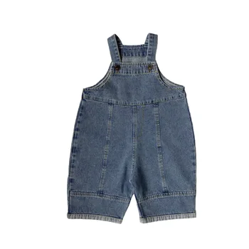 Korean Style Autumn 2025 New Arrival Baby Pants Children's Denim Overall Loose and Versatile Suspender Wide-Leg Trousers