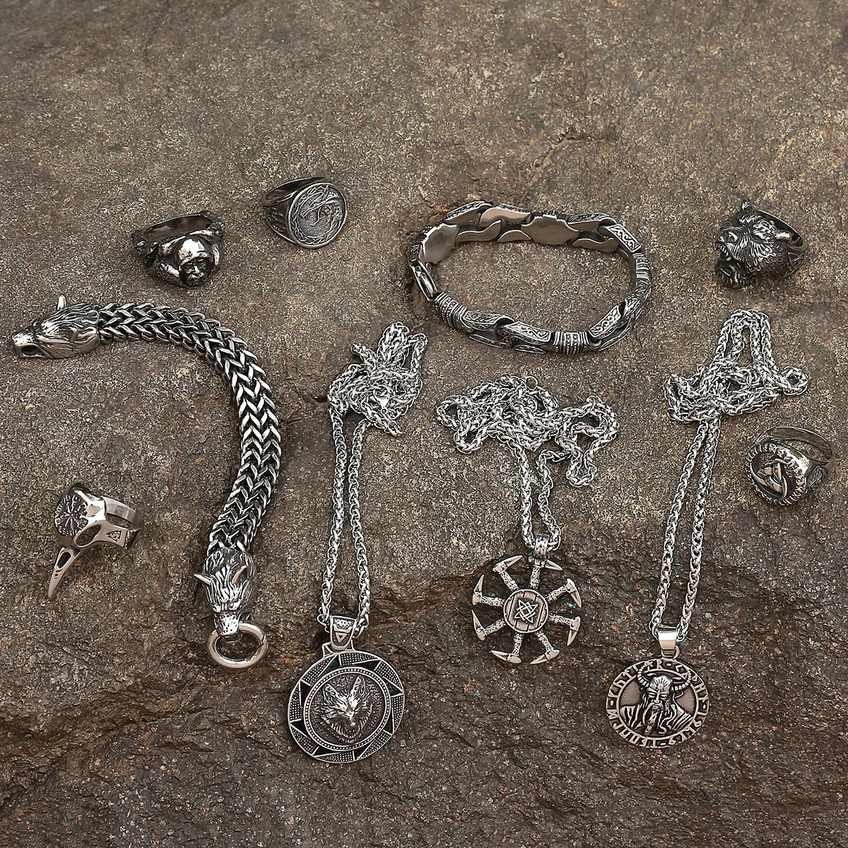 Viking Jewelry Valhalla Stainless Steel Mens Necklace Norse Necklaces