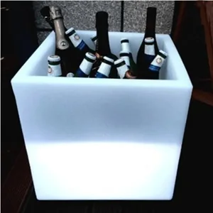 LED Luminous Party Ice Bucket Square Champagne Vodka Led Bar Bottle Plastic Ice Bucket for Party Night Club