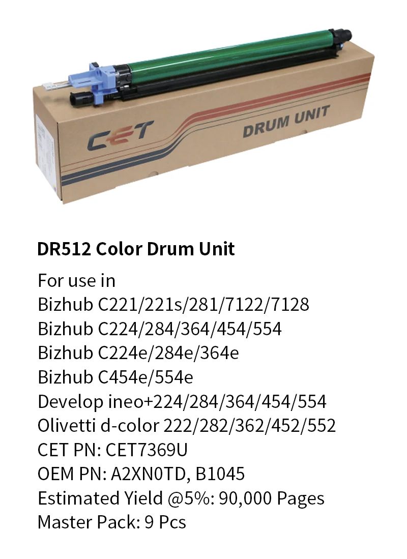 Cet Dr-512k Copier Black Drum Unit Compatible For Konica Minolta Bizhub ...
