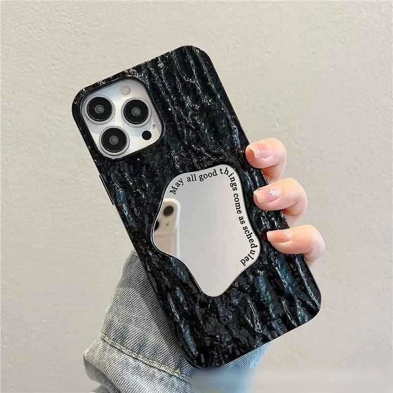 TPU Embossed Rock Mirror Internet Celebrity Mobile Phone Case For iPhone 11 12 13 16 Pro Max Plus XS XR 14 Pro Max manufacture