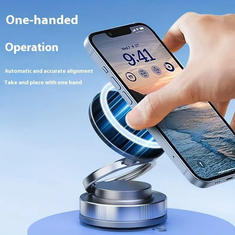 360° Vacuum Magnetic Suction Cup Phone Mount, Adjustable Hands-Free Suction Cup Phone Holder Compatible All Smartphones