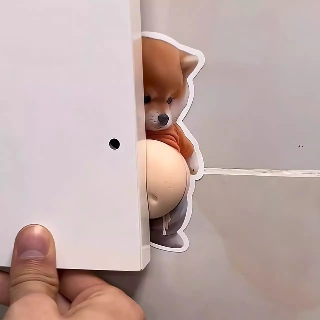 Cute Puppy Big Belly Squeeze Toy Creative Decompression Toy Anti Collision Sticker Fridge Sticker