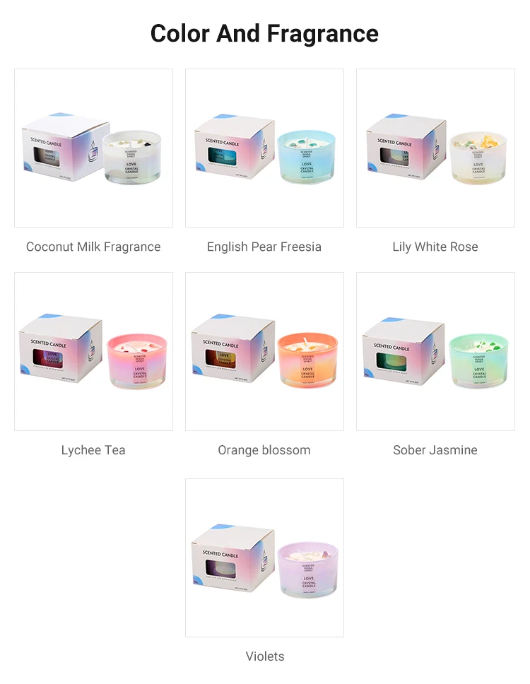 Custom Logo Healing Crystal Stone Aromatherapy Candle Fragrance Kerze