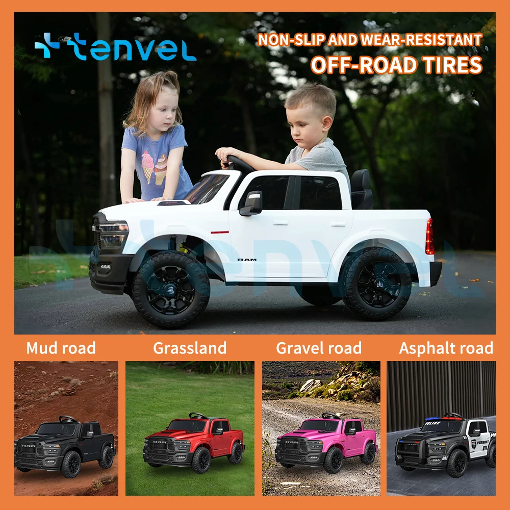 Factory New Arrival Licensed RAM HD Kids Electric Toy Police Car Remote Control 2 Seats Ride on Toy Car for Children to Drive