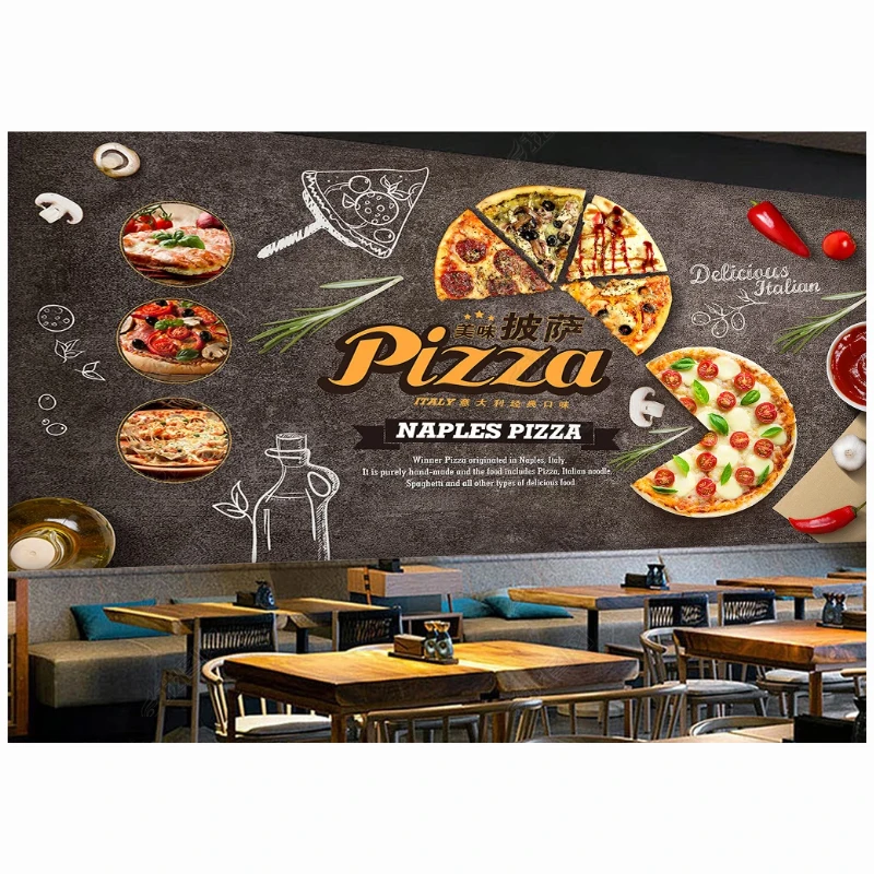 Interior Design Creative Gourmet Cartoon Pizza Wall Mural Fast Food  Restaurant Background 3d Wallpaper - Buy Interior 3d Wallpaper,3d Wall  Murals Wallpaper,Wallpapers/wall Coating Product on 