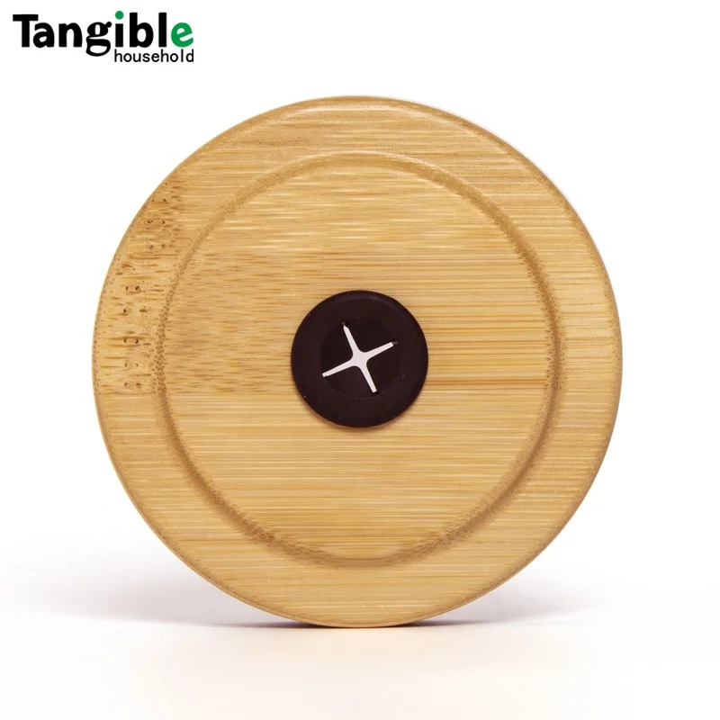 Деревянная крышка круглой формы из бамбука для бутылок соломенных чашек стаканов