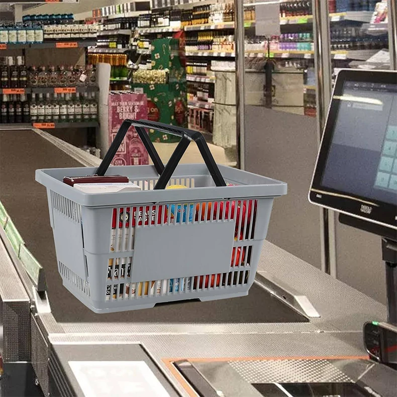 28L Shopping Basket Supermarket Basket Mall Shopping Basket Retail Store 28L Plastic Shopping Cart factory