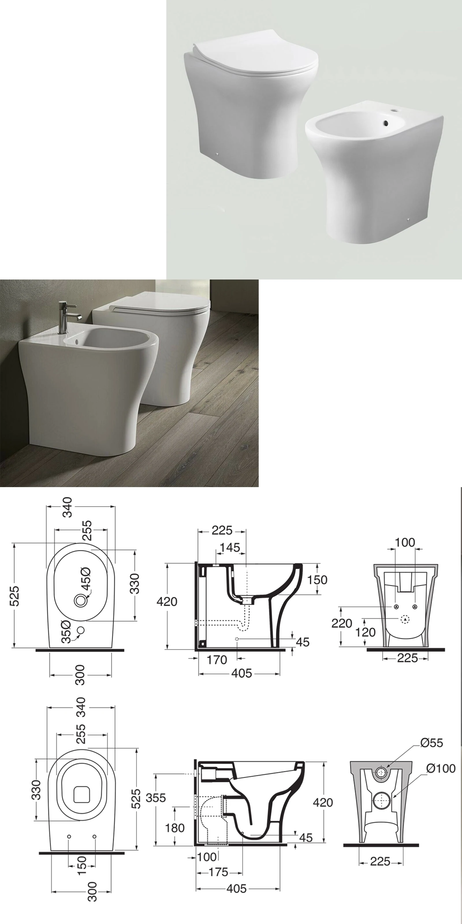 最小起订量 10套 坐浴盆和马桶形状 椭圆形 表面光洁度 釉面 后安装 p