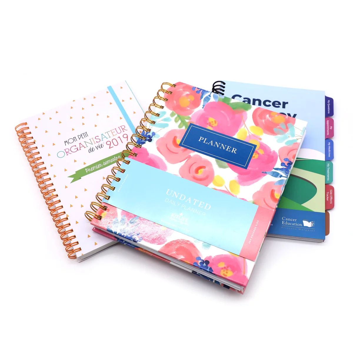 Custom printed hardcover Spiral diary Pocket journal Notebook for 2021-2022, week, day schedule