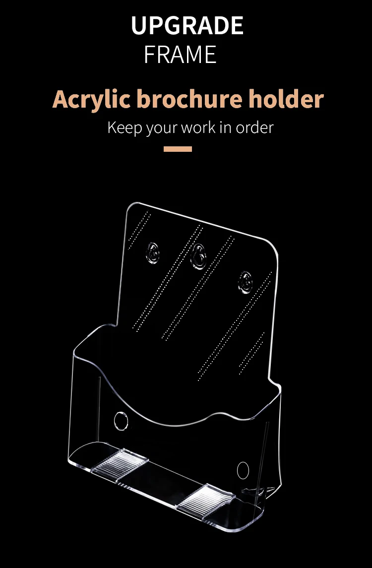 Custom A4 A5 A6 Acrylic Brochure Holder Standing Flyer Holders Acrylic Leaflet Display Stand Brochure Holder manufacture