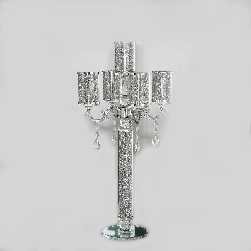 Wedding Table Centerpiece Long Stemmed Tall Crystal Candle Holder 5