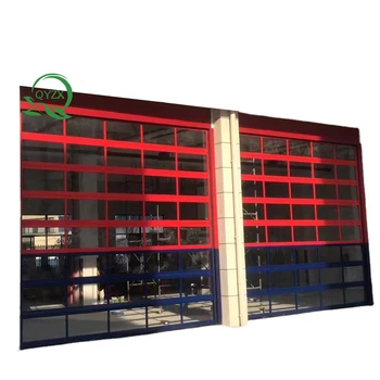 Good Quality Automatic Remote Control Villa Aluminum Alloy Toughened Glass Garage Door with Motor