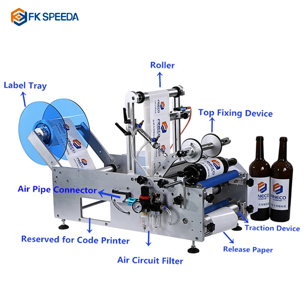2023 Roll Sticker Label Applicator Semi Automatic Round Bottle Labeling Machine Beer Bottle