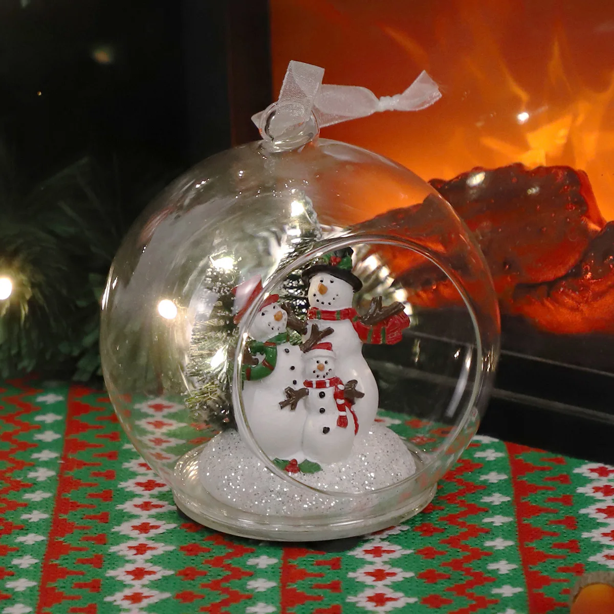 2023 Christmas Decoration Glass Ball Factory Custom Decorative Hanging Glass Christmas Snow Ball manufacture