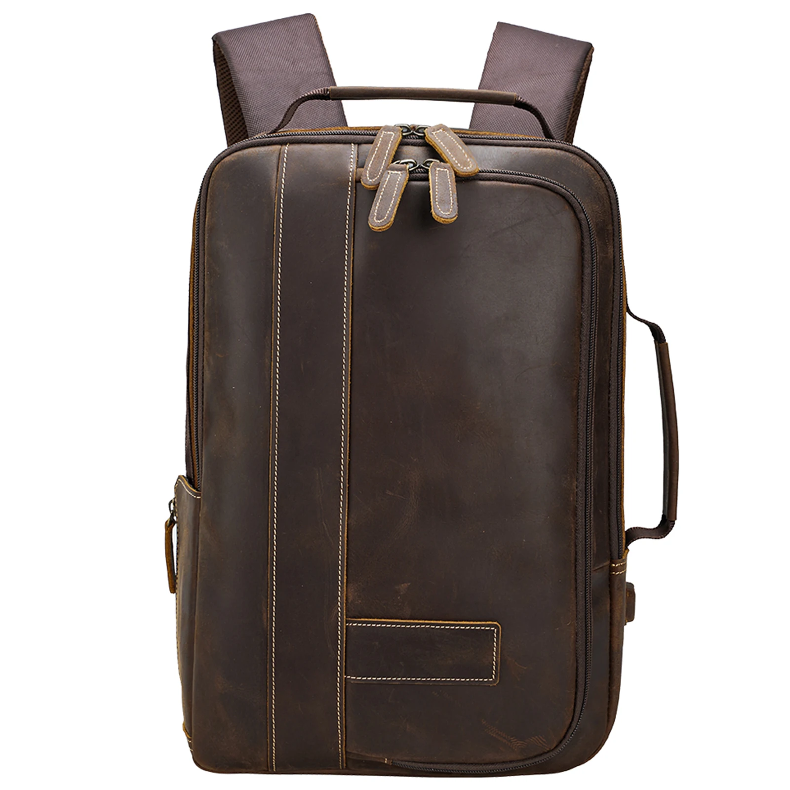 Wholesale Custom Genuine Cow Leather Backpack for 15.6 Inch Laptop