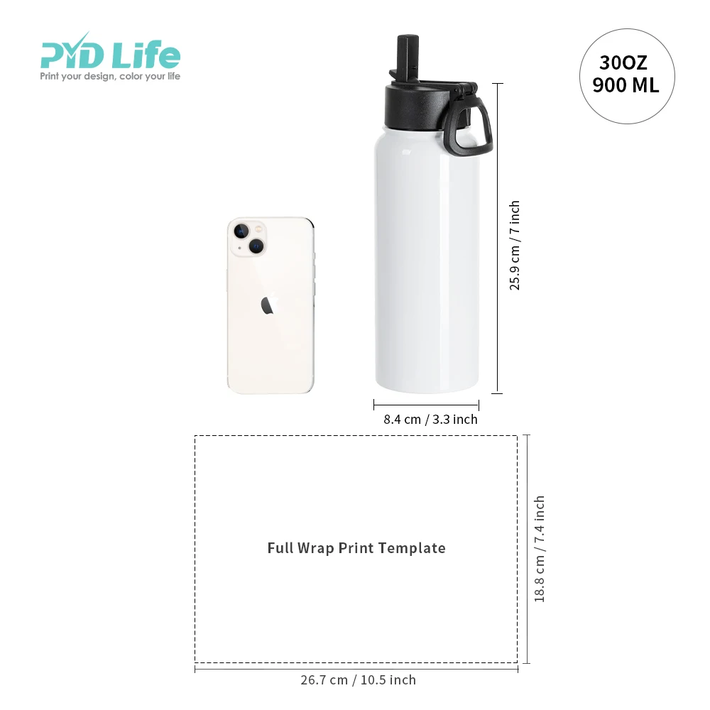 PYD Life 17 oz 25 oz 30 oz Custom Stainless Steel Blank Sublimation Sport Water Bottles Tumblers Wholesale Bulk with Straw Lid