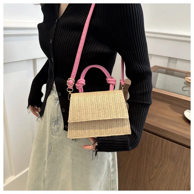Straw Handbag square Simple Clutch Shoulder Bag Women Hand Bag