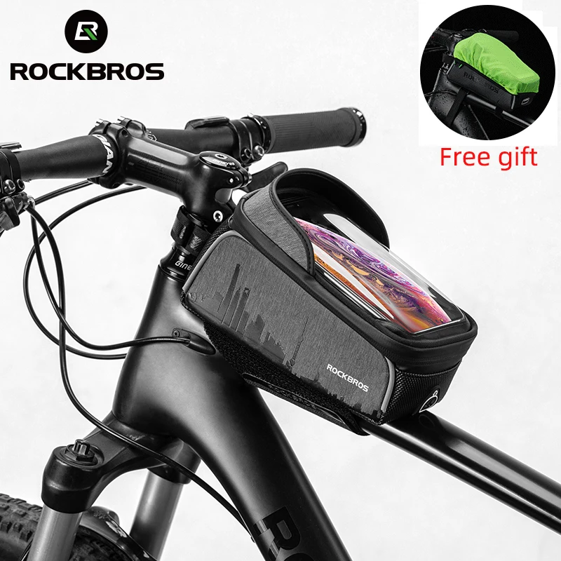 rockbros bike bag waterproof top tube phone bag front frame mountain