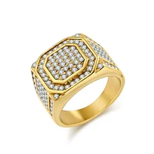 HIP HOP Fashion Jewelry Stainless Steel Rings for Men 18K Titanium Steel Ring ZIRCON Fine Jewelry Couple Ring