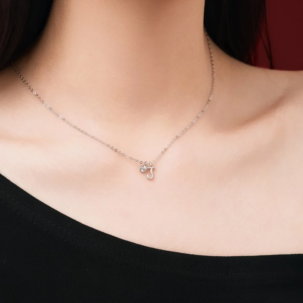 KAKODIY 5A Cubic Zirconia Initial Pendant Necklace Pendant Women's -J- Initial Chain Necklace 45cm New Design detail 3