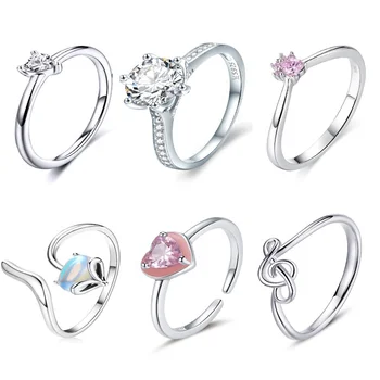 Wholesale silver 925 jewelry ring 2022 Top selling rainbow Color CZ fashion 925 Sterling Silver Rings for Women jiangyuan