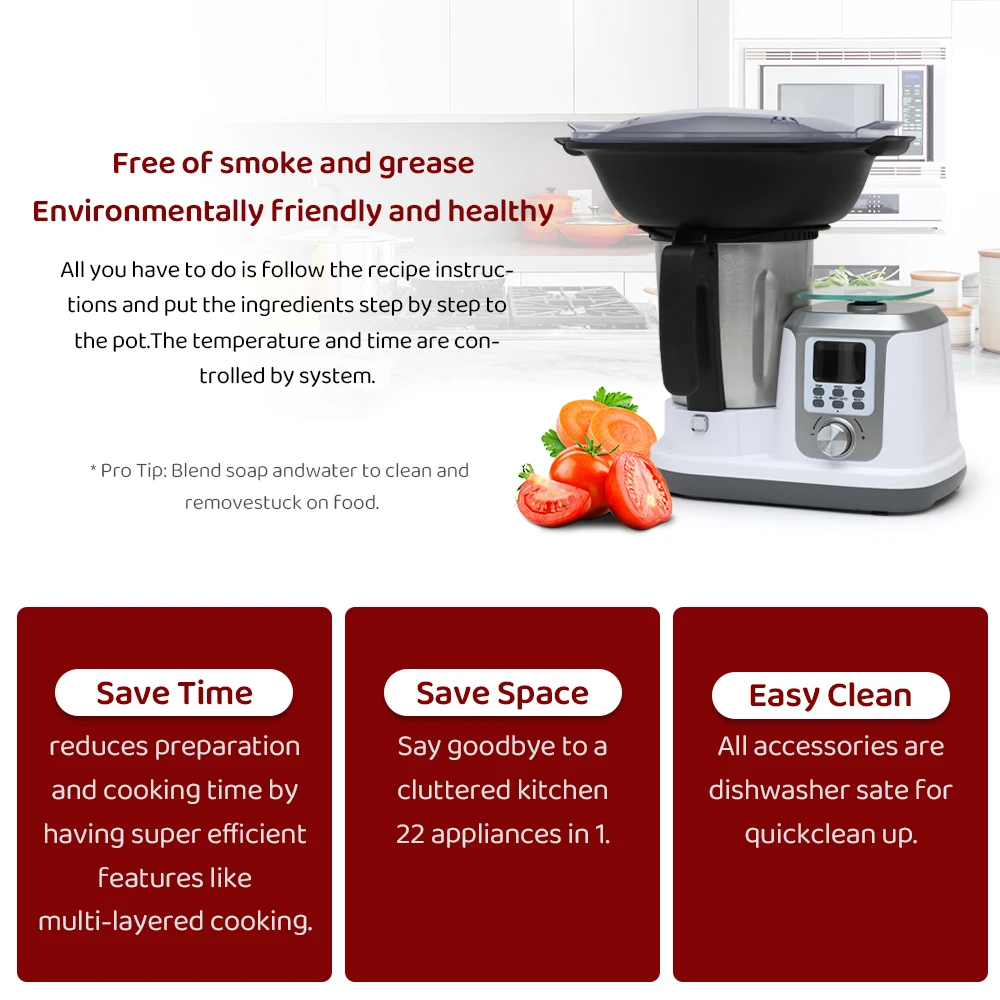 New Style Multi-function  Thermal Cooker 1200W Kitchen Appliances 3.5L Soup Maker sealed New Thermomixer Tm6