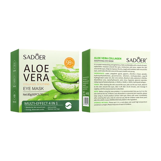 Wholesale Private Label Aloe Collagen Eye Mask Natural Plant Extract Hyaluronic Acid Hydrogel Organic Eye Mask