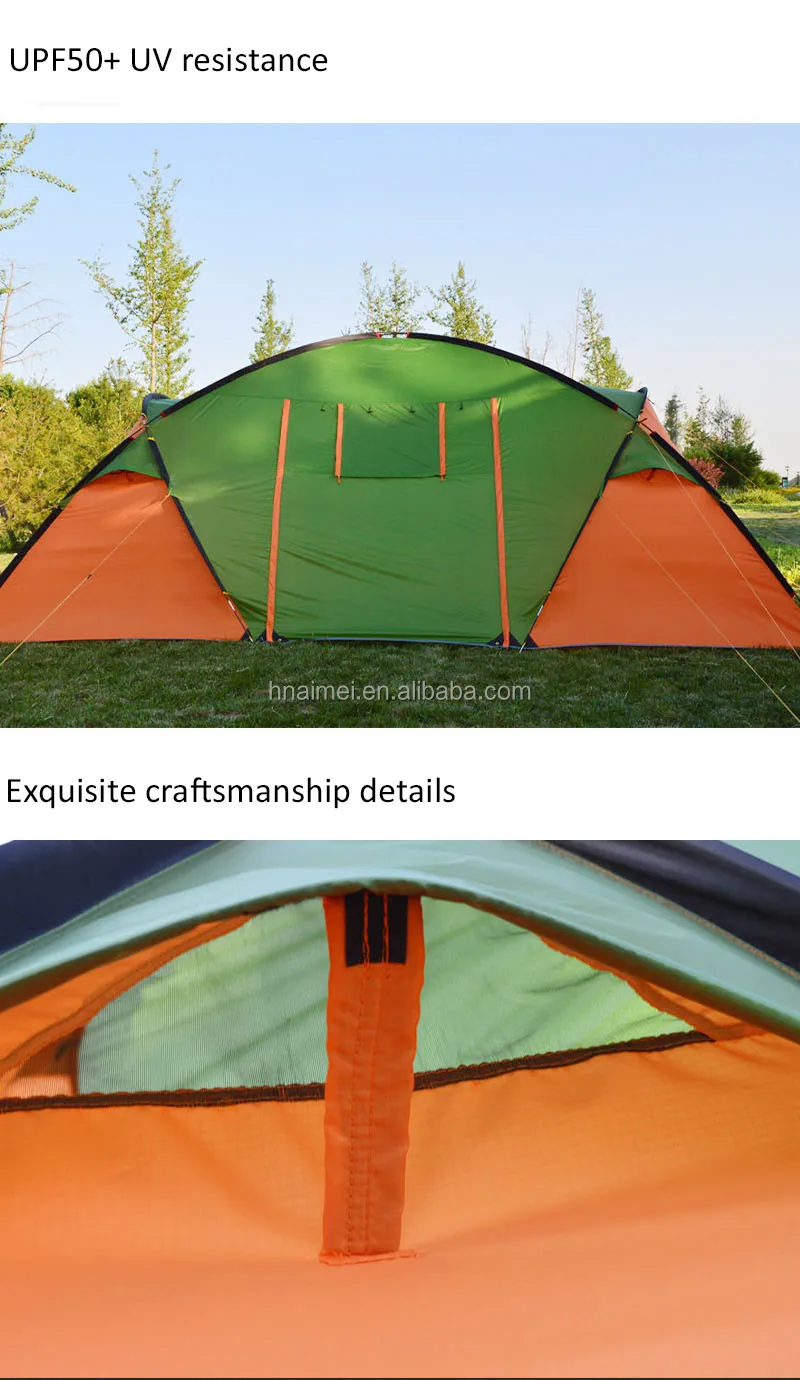 Custom Logo Large Double Layer Tents Waterproof 4 Person Outdoor Family