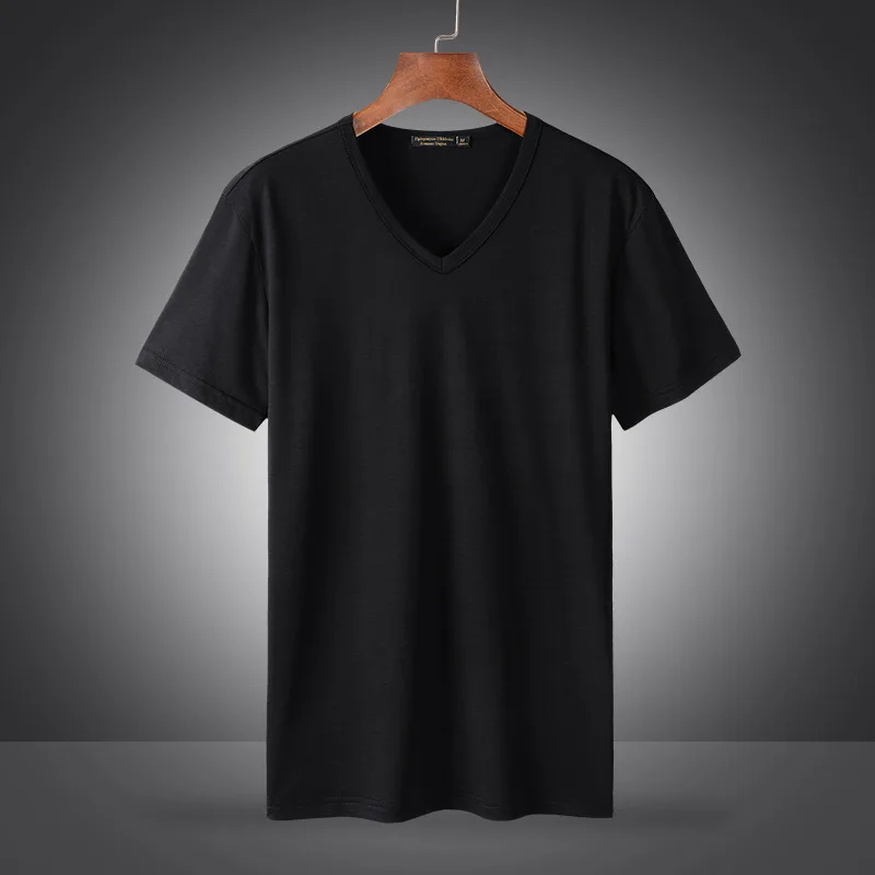 High Quality V Neck T-shirt Camiseta Bulk Oversized T Shirts Tee Modal ...