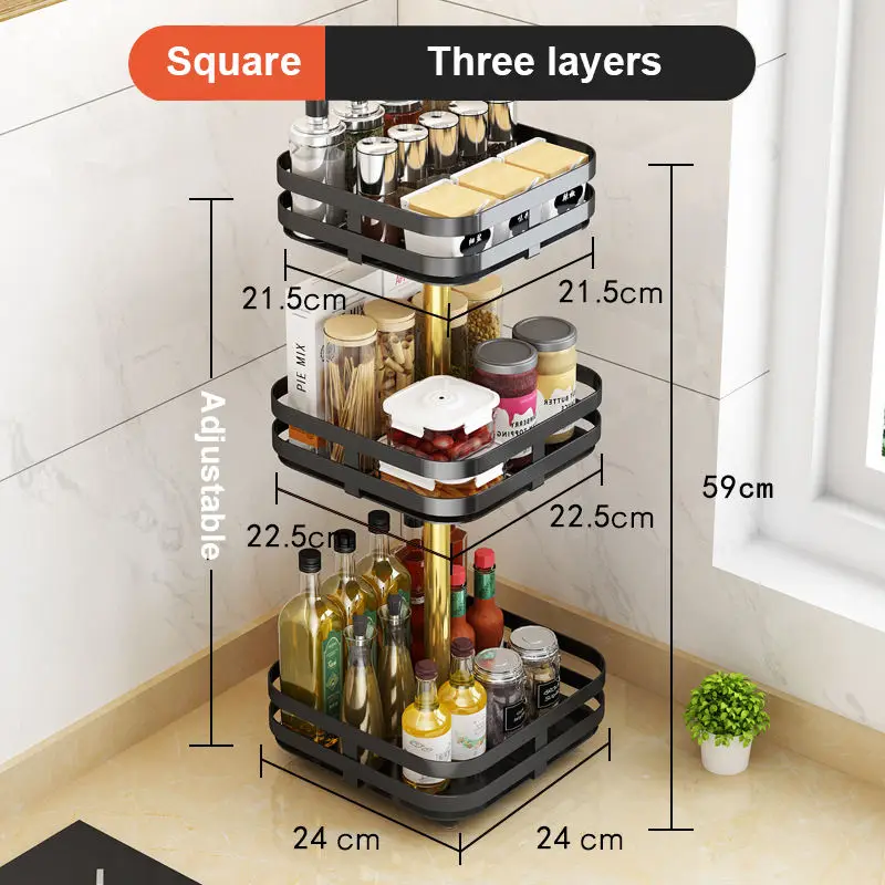 Revolving Kitchen Spice Jar Bottle Rack 1/2/3 Tier Multifunction Rotating Spice Storage Organizer Rack Carbon Steel Household manufacture