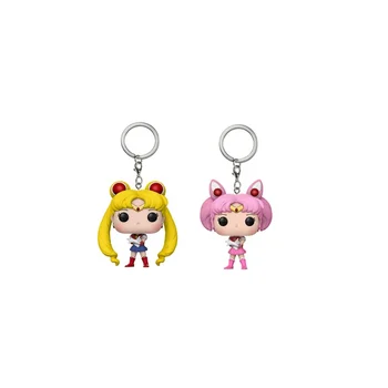 FUNKO POP Cartoon Sailor Moon & Sailor Chibi Moon Pocket Keychain Figures Collection Model Toys for Children Christmas Gift doll