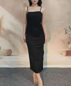 Women's Elegant Spring Summer Dress Skirt Black Color Maxi Dress