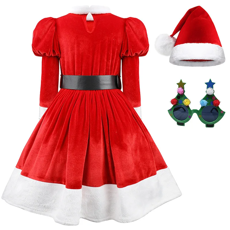 white christmas dresses Mrs. Claus Costume Set Velvet 4 Pieces Christmas Costume