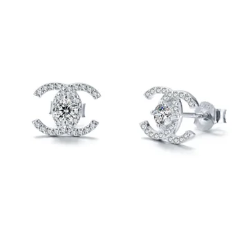 Earrings jewelry elegant lab diamond moissanite fashion gold plated earring 925 silver earrings women