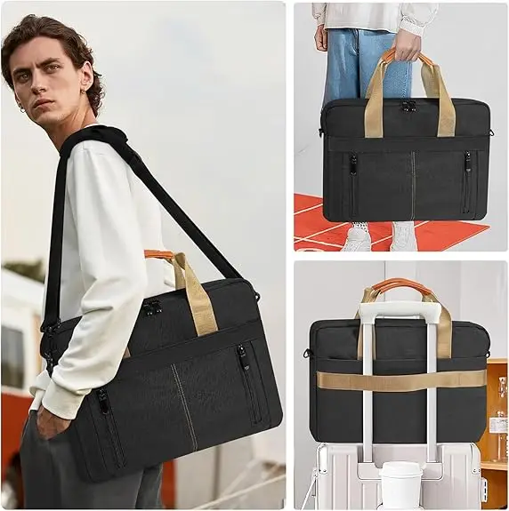 product laptop bag computer shoulder case for macbook travel storage big large messenger bag with 4 zipper pockets-31