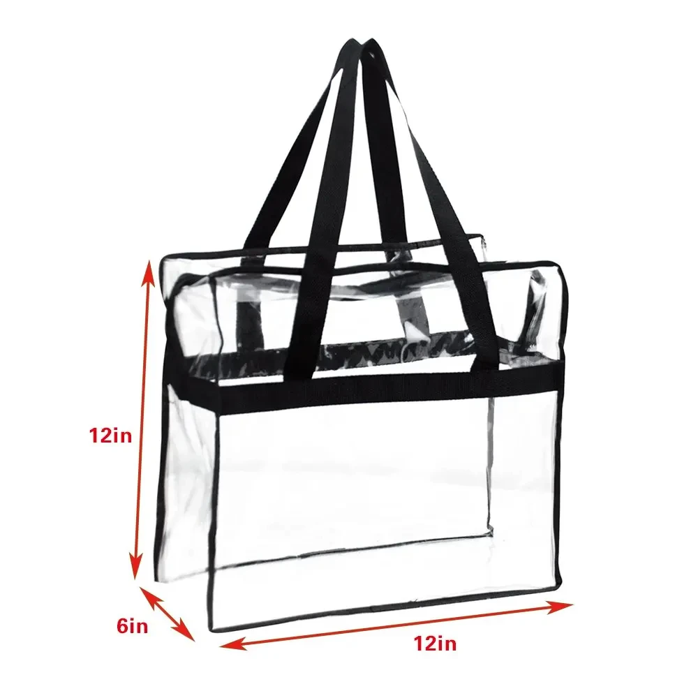 Transparent PVC Clear Women's Tote Bag with Zipper Convenient Shopping Bag