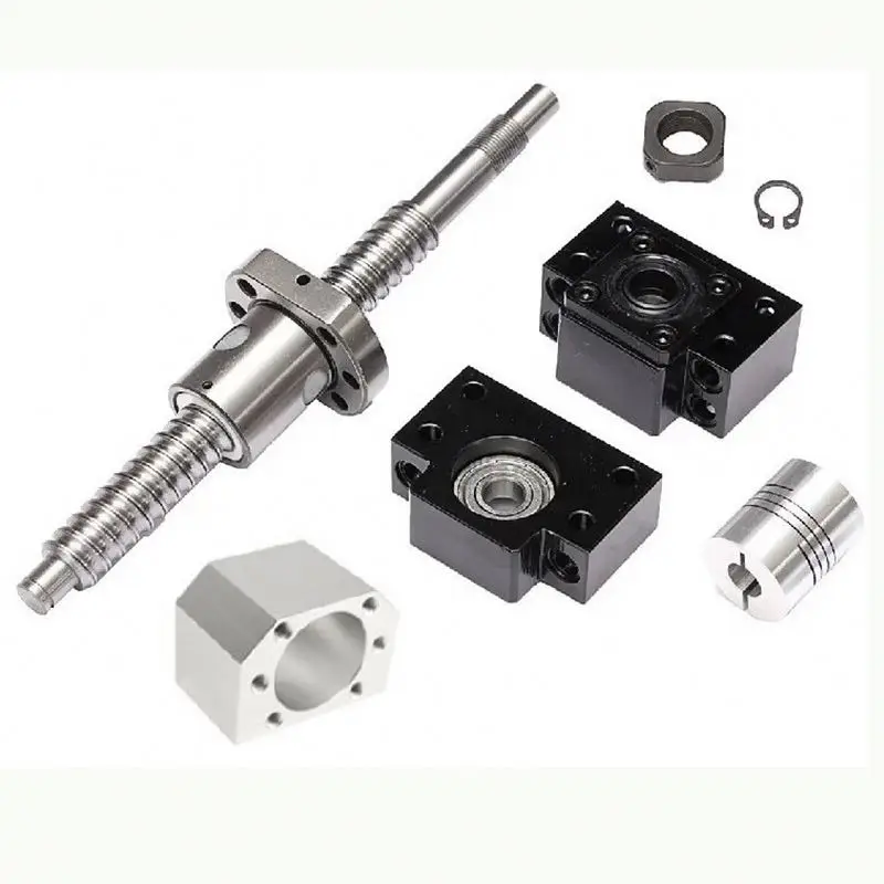 TEBAK  Ball Screw CNC Machine Parts Rotating Nut Ballscrews Supports Bearing Blocks D-04 SFU1204 SFU1605 Full Set Cnc Machine