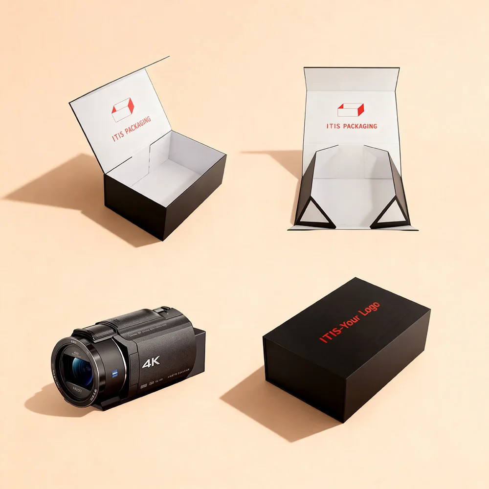 Luxury Security Camera Box | Custom Coated Paper Magnetic Folding | Mini Smart Home Packaging with Sponge Protection