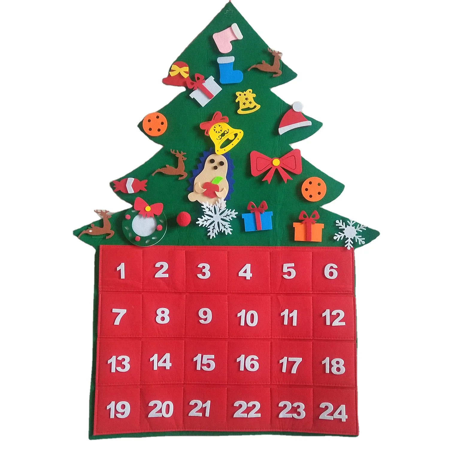 Arbre De Noël En Feutre Pour Enfants Avec Décorations Amovibles Et Guirlande Lumineuse - Activité Créative Et Décoration Murale