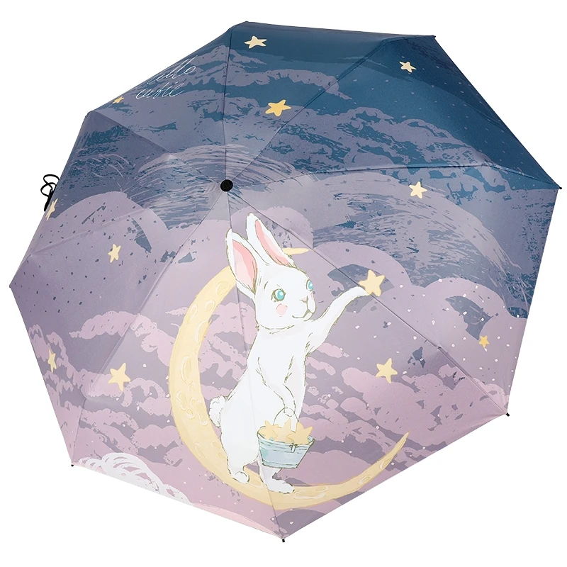 Wholesale Manual Open 3 Fold Cat Umbrella With Design Digital Printing Anime Umbrella Customized Printed Umbrella Regenschirm
