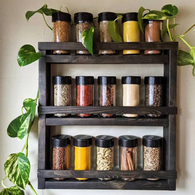 Customized Essential Oil Rack Wall Spice Rack Wooden Shelf for Kitchen  Shelves Organization