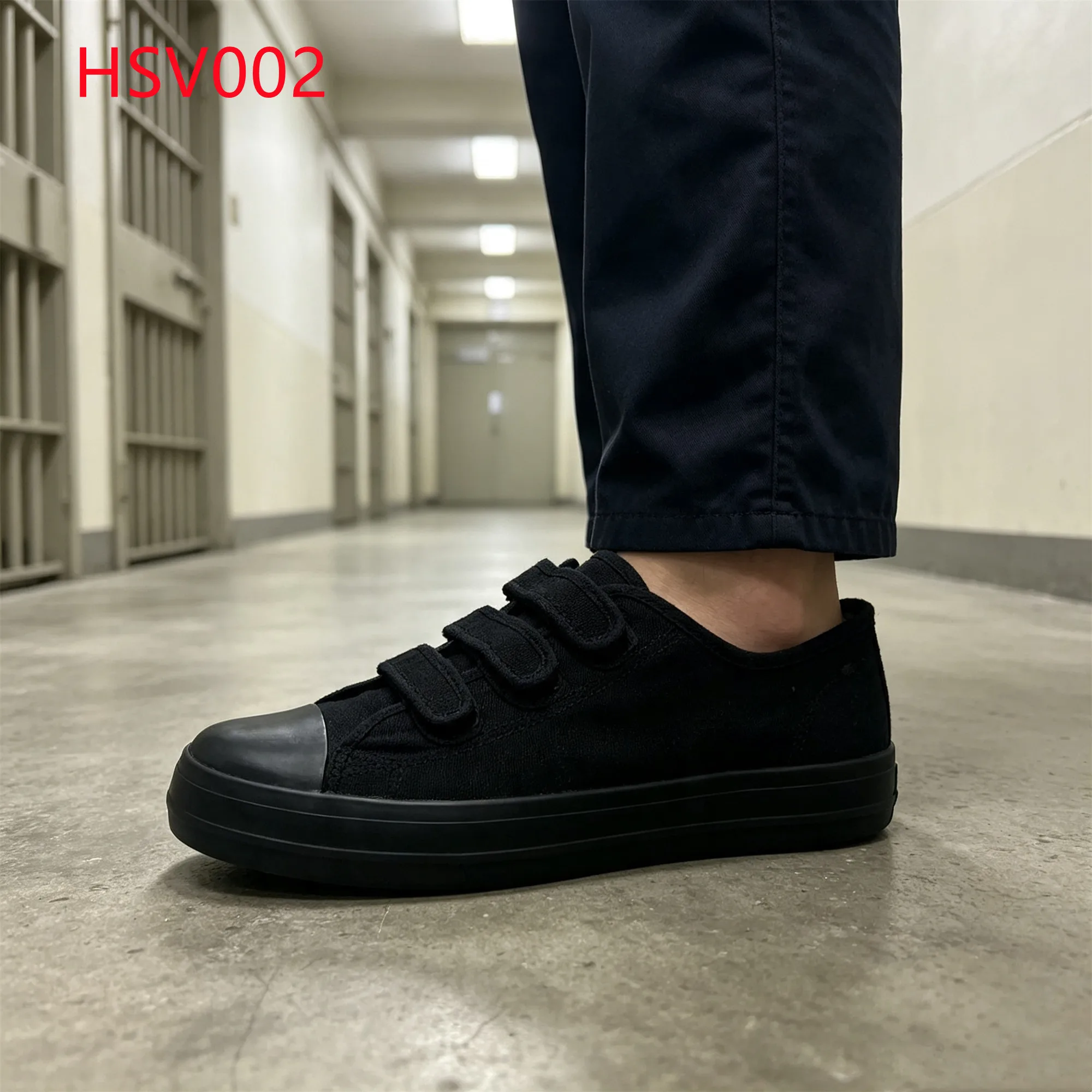 LXG,prison Workshop No Shoelace Black Hua Singh Sneakers Detention Center Tamper-proof Light-weight Vulcanized Shoes HSV002