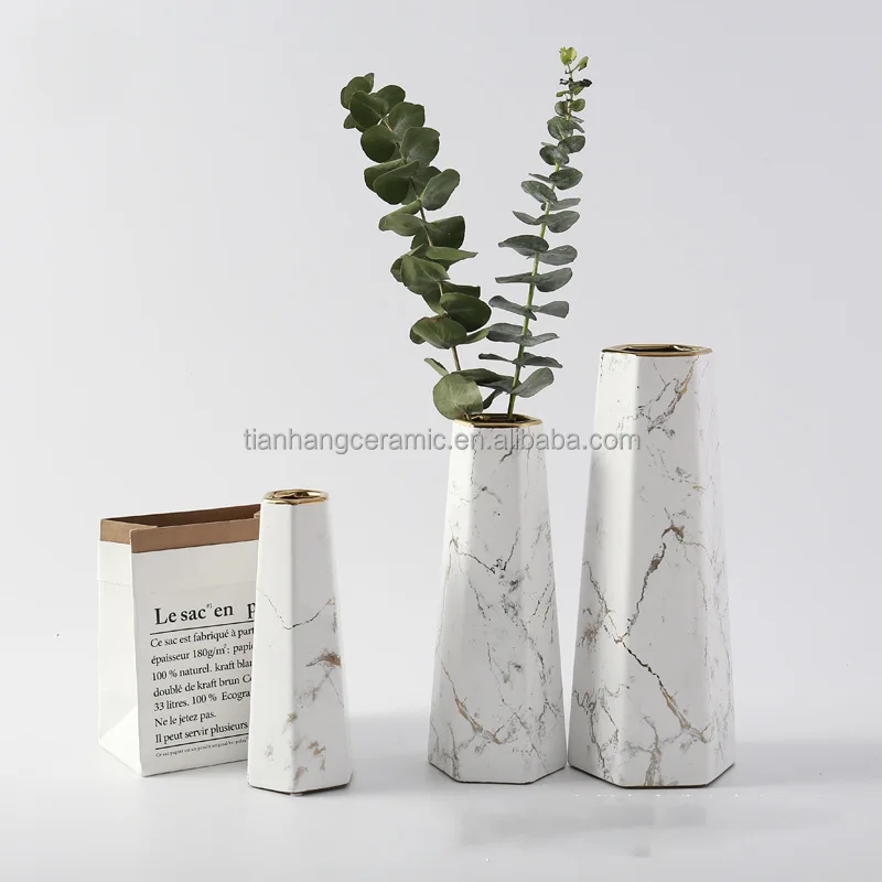  Wholesale modern living room wedding decorative porcelain flower pot Golden edge green and white ceramic vase for home decor.jpg